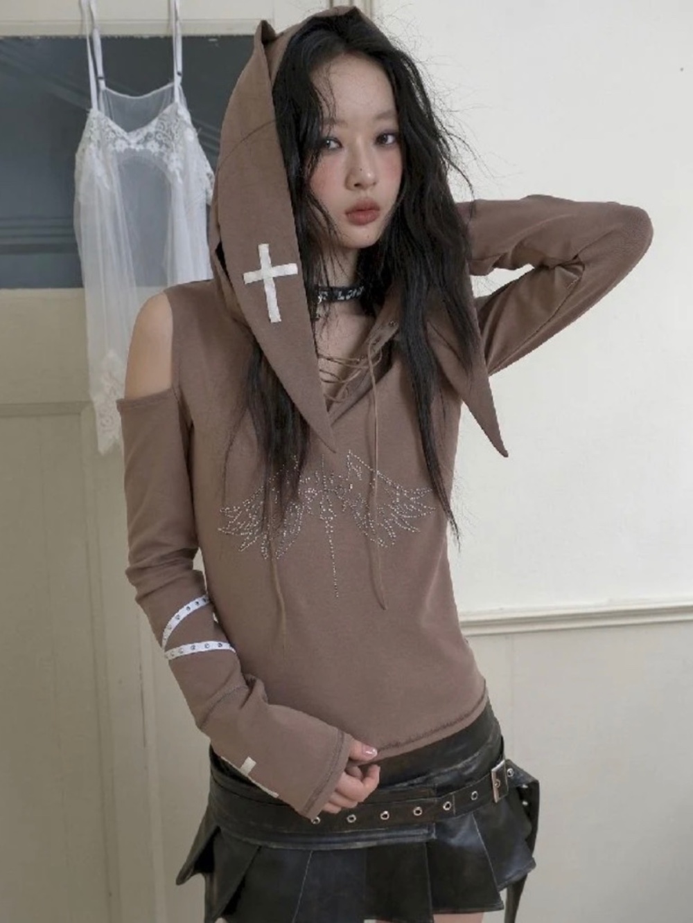 Rabbit bunny Ears Long Sleeve goth top gothic y2k size small S shirt cosplay
